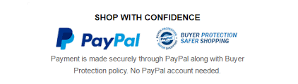 Payments made securely through Paypal with Buyer Protection.