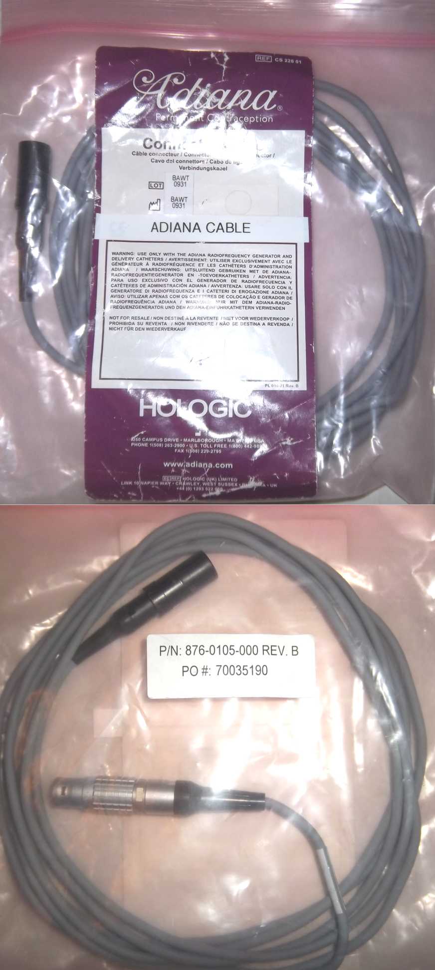 Used Adiana connector cable from Hologic cables